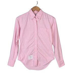 Thom Browne New York Shirt Women’s Large Pink Button Down Long Sleeve Designer